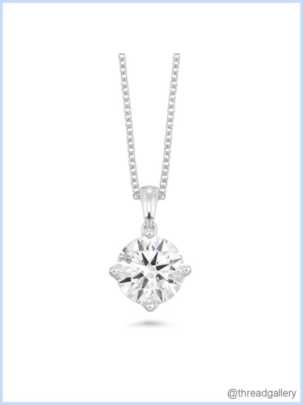 Lab Grown Diamond Solitaire Pendant Necklace 14K White Gold 18"